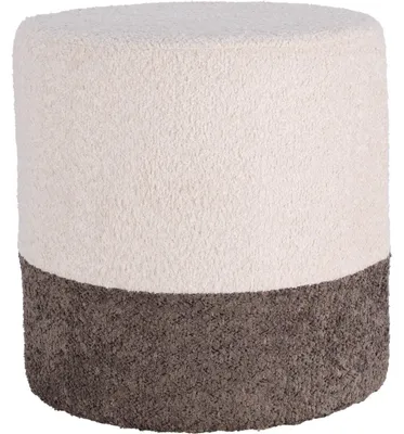 Produktbild von Gepolsterter runder Pouf Boucle, zweifarbig, 34 x 35 cm