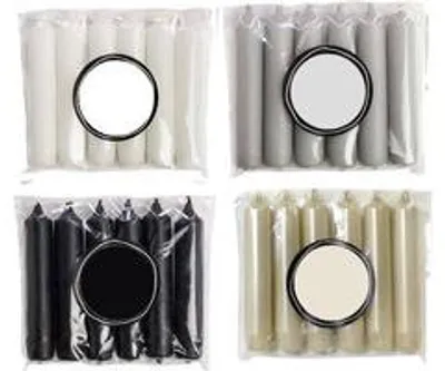 Imagen del producto de Velas cilíndricas Cactula – Blanco, gris, , champán – 24 unidades – 12 cm – Ø 2,1 cm