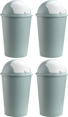 Produktbild von Abfalleimer - 50 Liter - Ø 40 cm - Weiß - Pastellgrün - Kunststoff - 4er Set