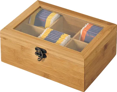 Produktbild von Kesper Teedose - Bambus - 6 Facher - 16 x 22 x 9 cm