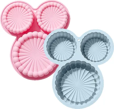 Produktbild von CANDeal Charlotte-Kuchenform Aus Silikon Mit 3 Vertiefungen – Set Mit 2 Runden Backformen Für Käsekuchen, Schokoladenkuchen, Regenbogenkuchen, Erdbeer-Shortcake, Brownie-Tarte