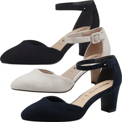 Produktbild von Tamaris Damen Pumps Textil samtige Haptik Fesselriemen Blockabsatz 1-24412-20, Größe:41 EU, Farbe:Beige