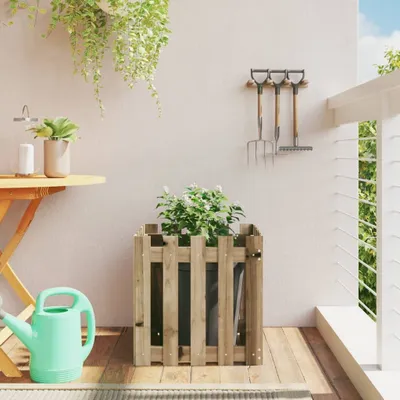 Produktbild von "im Sonderangebot"Pflanztopf/Blumenkübel Moderne - Pflanzkübel - Blumentopf Latten-Design 50x50x50cm Kiefernholz Imprägniert Promotion443412 - Beete