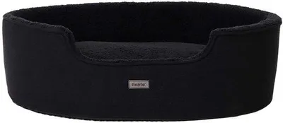 Produktbild von Hundebett mit umschaltbarem Kissen und waschbarer Decke, feste Hundebox mit Antislip-Füßen, 92x72 cm, schwarz