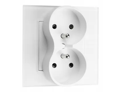 Zdjęcie produktu dla Kontakt Gniazdo Elektryczne Podwójne Szklane Fi60 z Uziemieniem Białe