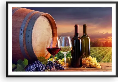 Produktbild von Gerahmtes Poster - Schwarzer Rahmen - Wein Weinberg Sommer - 91,5x61 cm - Wand Bild - Wanddeko - Wandbilder - Kunstposter - Wandposter - Bilderrahmen - Bilder - Kunstdruck - Wandbild - P2BAA91x61-4125