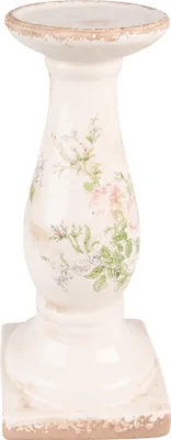 Zdjęcie produktu dla Clayre & Eef Świecznik 30 cm Kwiaty ceramiczne różowo-beżowy