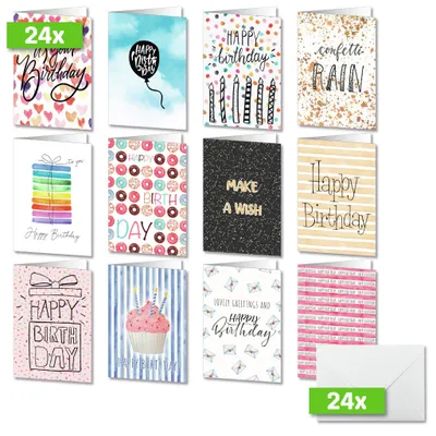 Image de sigel DS705 sigel Jeu de cartes d'anniversaire "Colourful Birthday Fun