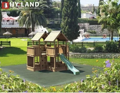 Produktbild von Spielturm Hyland Projekt 7 Holz mit Sandkasten, Kletterwand, Rutsche grün