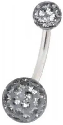 Produktbild von Bauchnabel Piercing Mit Kristall Elements 5/8mm Kugeln Beschichtet- Diamant Schwarz