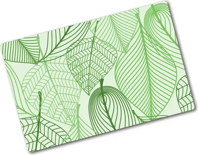 Produktbild von Tulup Glas Herdabdeckplatte - 80x52 cm - Glaskeramikkochfeld-Abdeckung Spritzschutz Glasabdeckplatte - Einteilig - Blumen & Pflanzen - Blätter Muster - Grün