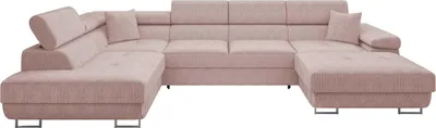 Produktbild von MIRJAN24 Wohnlandschaft Torezio Bis Cord, Stilvoll Eckcouch mit Bettkasten und Schlaffunktion, Einstellbare Kopfstützen, 346x203x70-90 cm (Farbe: Poso 52, Seite: Links)