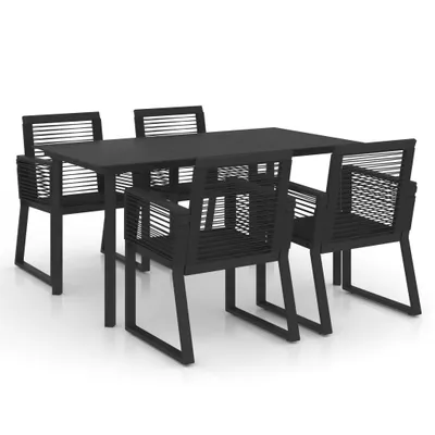 Image de vidaXL Ensemble de jardin 5 pièces PVC rotin noir