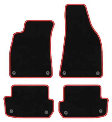 Obrázek produktu pro Velurové autokoberce pro: Audi A4 B6 2002-2006 (kabriolet) – sada 4 ks, černo-červené, na míru – Wielganizator CARLUX