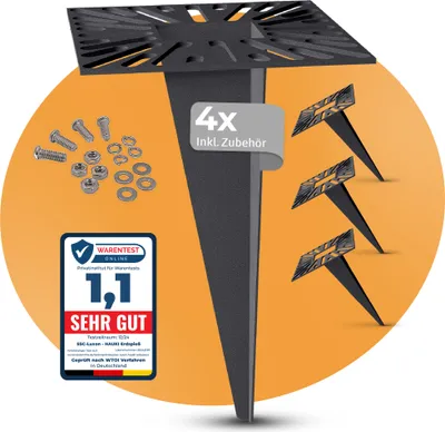 Produktbild von SSC-LUXon 4 Stück HAUKI Universal Erdspieß für Gartenleuchte, Steckdosen, Wegeleuchten - Befestigung Garten inkl. Schrauben & Zubehör