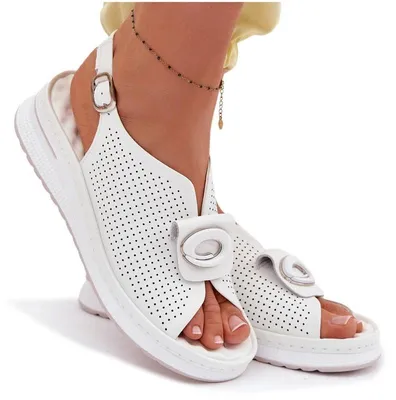 Produktbild von Leder Damen Sandalen mit Verzierung Weiß Deliva 38