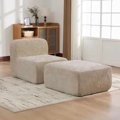 Produktbild von Chenille-Kompressionssofa, modular, 30D-Schaum, Schlafsofa, 77 x 183 x 73 cm, Hellkhaki