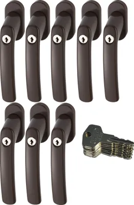Produktbild von ABUS FG200 B SB abschließbarer Fenstergriff, braun im Set 8 Stück