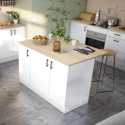 Immagine prodotto di Siha - Isola da Cucina, 138x94x90h cm Bianco Lucido, 3 Ripiani
