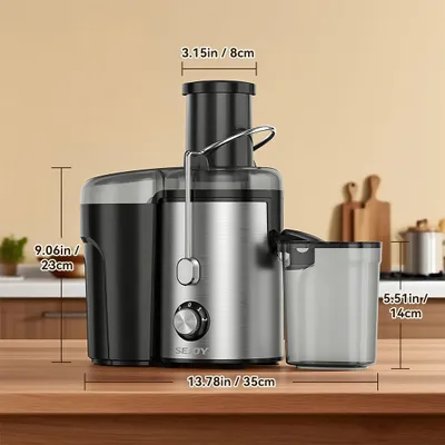 Zdjęcie produktu dla Sokowirówka – podwójna ślimakowa – 201–500 W – pojemnik na sok 0,5–1,0 l – pojemnik na wytłoki 1,0–1,5 l – 2 prędkości – stal nierdzewna – czarny