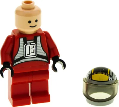 Produktbild von 1x Lego Minifigur Star Wars Rebel Pilot B-wing Torso rot Helm grau 6208 sw0032a