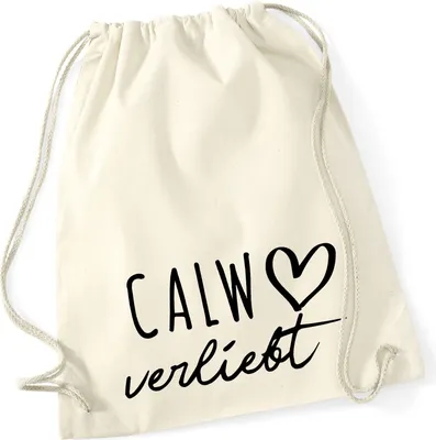 Produktbild von Huuraa Turnbeutel Calw verliebt 12 Liter Natural Baumwolle Rucksack Geschenkidee