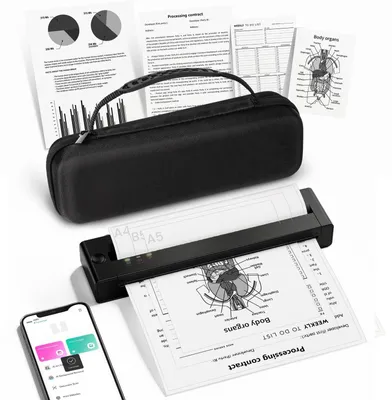 Produktbild von Thermodrucker Mini-Drucker Mobildrucker - Kabellos - Bluetooth - Tintenlos - A4