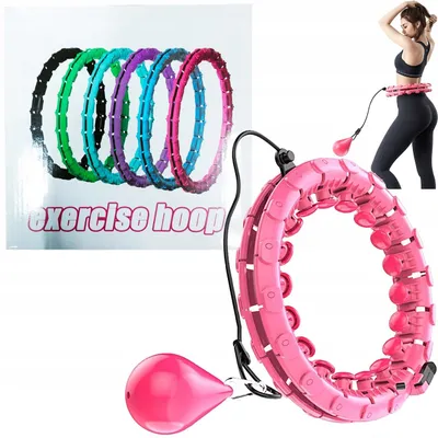 Obrázok produktu pre Hula hoop na cvičenie s obťažím a výstupkami ružový, nastaviteľný fitness kruh pre spaľovanie kalórií a formovanie postavy