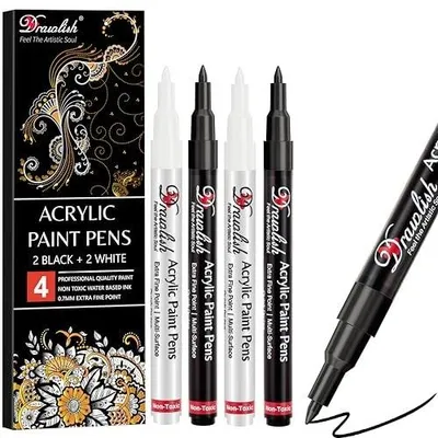 Zdjęcie produktu dla Markery akrylowe do szkła drewna tkaniny zestaw 4 szt prezent