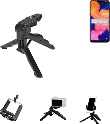 Produktbild von K-S-Trade Stativ Tisch-Ständer Dreibein Handy-Stativ Ständer kompatibel mit Samsung Galaxy A10e Mini-Stativ Smartphone Tripod Handy-Stativ aus