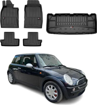 Immagine prodotto di Set di tappetini e fodere per bagagliaio OMAC per Mini One 2001-2006 in gomma nera 5x