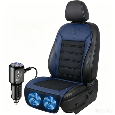 Produktbild von 12V Auto-Sitzkühlmatte, belüfteter Sitzbezug für Vordersitze, temperaturregelbar, universell einsetzbar für Limousine, Lkw und SUV