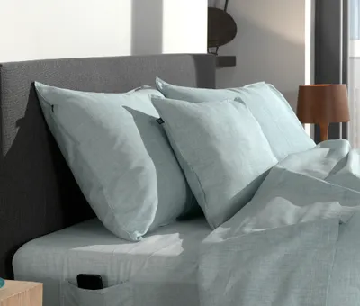 Produktbild von Zo!Home Bettwäsche Lino 1 Bettwäsche 260x220cm mit 2 Kopfkissen 60x70cm 100% Baumwolle Mint Green
