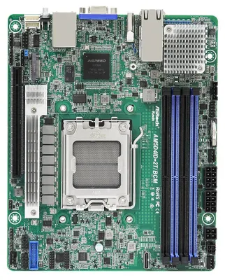 Image de ASRock Rack AM5D4ID-2T/BCM - Carte mère - Deep Mini-IT - Socket AM5 - Chipsatz AMD X300 - USB 3.2 Gen 1 - 2 x 10 Gigabit LAN - Carte graphique intégrée (AM5D4ID-2T/BCM)