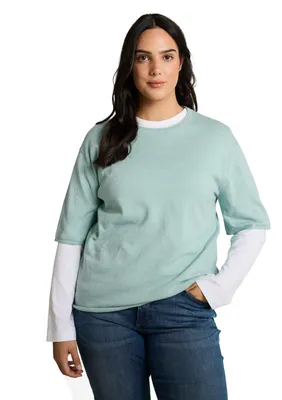 Produktbild von TOM TAILOR Plussize Kurzarm-Pullover mit Kaschmir