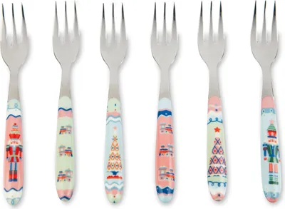 Produktbild von Excelsa 6er-Set Dessert/Apéro Gabel Xmas Sweet Pastels Stahl 15x1,5x2 cm Bunt