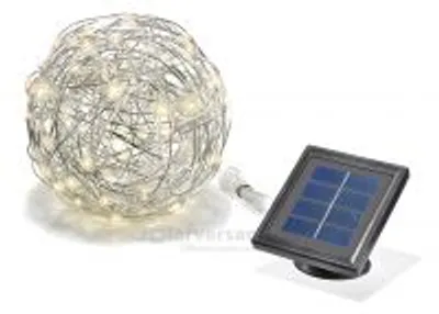 Image de esotec Solar Deko Drahtkugel ⌀ 25 cm blanc chaud avec 50 LED ALU résistant aux intempéries 102115