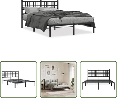 Produktbild von The Living Store Bettgestell mit Kopfteil Metall Schwarz 120x200 cm