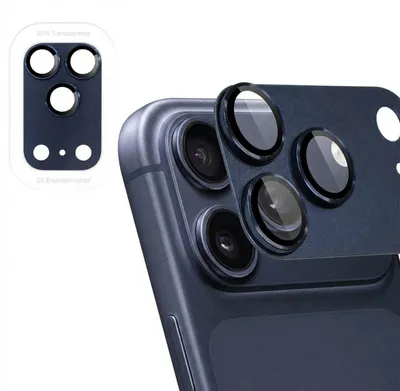 Obrázek produktu pro Ochranné sklo na fotoaparát pro iPhone 17 Pro Max – balení 2 kusů – tmavě modrá barva