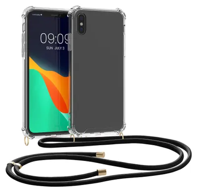 Produktbild von kwmobile Necklace Case kompatibel mit Apple iPhone XS Hülle - Silikon Cover mit Handykette - Band Handyhülle Schwarz Transparent