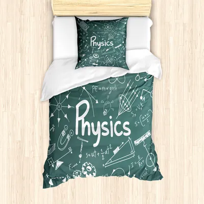 Produktbild von ABAKUHAUS Schule Mantele, Physik und Mathe-Schule, Milbensicher Allergiker geeignet mit Kissenbezügen, 135 cm x 200 cm - 80 x 80 cm, Armee-Grün Weiß