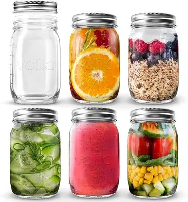 Produktbild von Famanu Glasbehälter mit Deckel 490 ml Set 6 – Einmachgläser für Overnight Oats, Einmachen und Marmelade