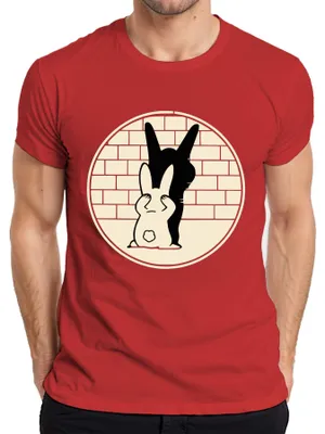 Produktbild von Suesser Hase mit Schatten Daemon Halloween Cartoon Retro Minimal Herren T-Shirt, Rot, XXL