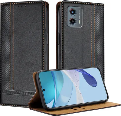 Produktbild von Handyhülle für Motorola Moto G (2023) Leder Flip Klappbare Schutzhülle mit Standfunktion Schwarz