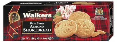 Zdjęcie produktu dla Walkers Pure Butter Almond Shortbread Szkockie herbatniki maślane 150g