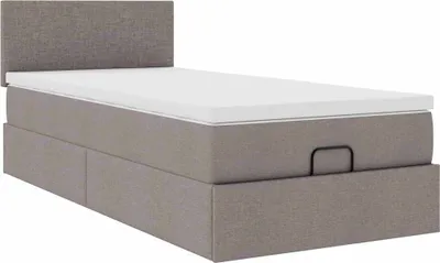 Produktbild von Ottoman-Bett mit Matratze Taupe 90x200 cm Stoff