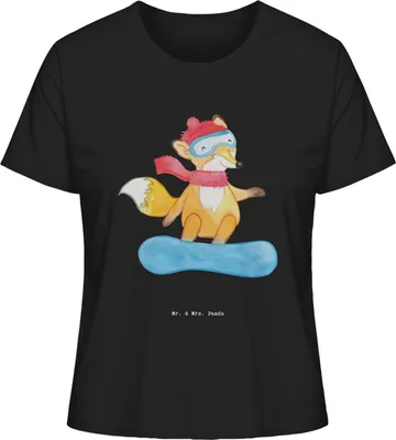 Produktbild von Mr. & Mrs. Panda Damen Basic T-Shirt Hase Snowboarden Größe S - Schwarz - Geschenk, Snowboardschule, Oberteil, Damenshirt, Shirt, Wintersport, Winterurlaub, Kurzarmshirt
