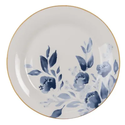 Produktbild von Clayre & Eef Frühstücksteller Ø 20 cm Blau Beige Keramik Rund Blumen