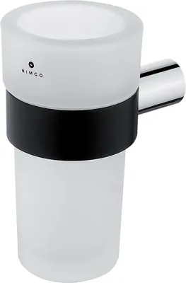 Image de Nimco Nava - Pot à brosse à dents et à dentifrice avec support, noir mat/verre au lait NA 28058W