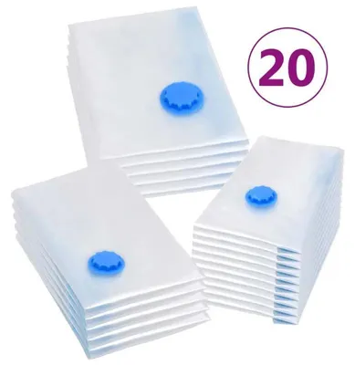 Zdjęcie produktu dla Worki próżniowe do przechowywania ubrań i na podróże - zestaw 20 sztuk - 3 rozmiary - wykonane z rozciągliwego PVC - wodoszczelne i odporne na pleśń - przezroczyste